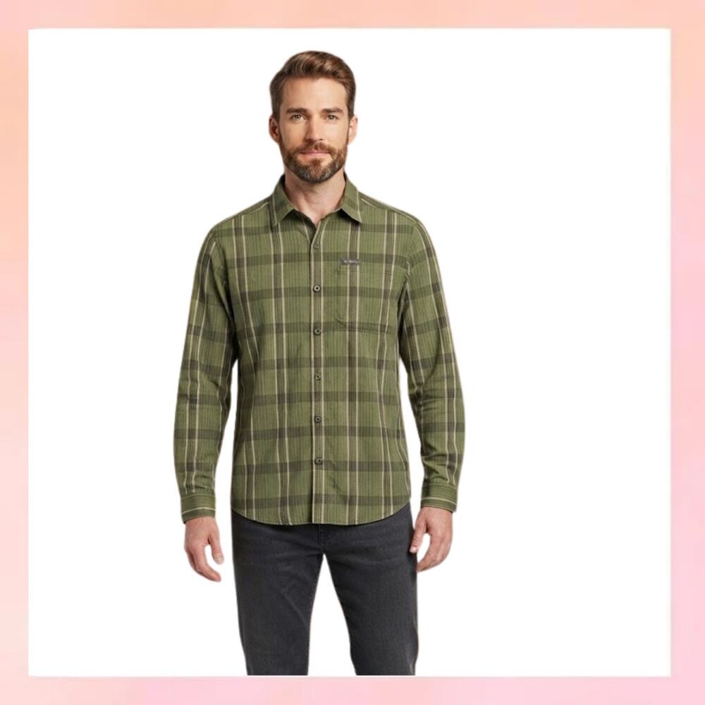 Columbia Sportswear Green Plaid Long Sleeve Button Down Shirt Size Small